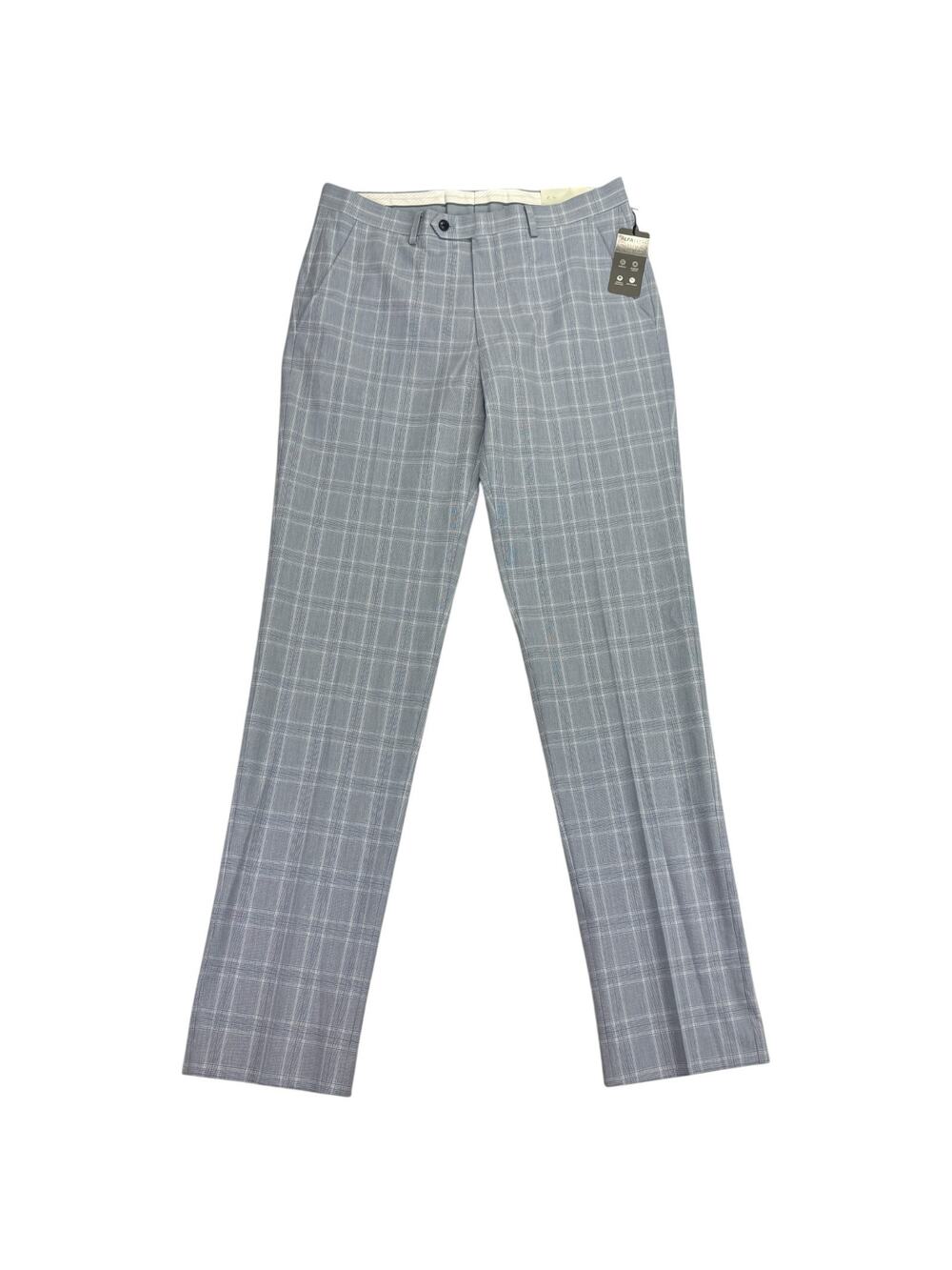 Alfani Mens Slim Fit Stretch Plaid Suit Pants Light Blue 34x34